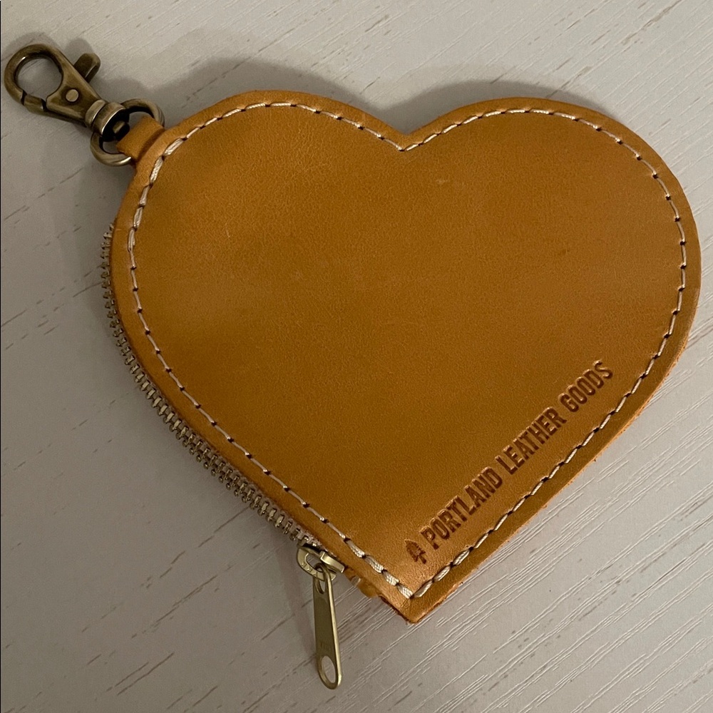 Portland Leather Goods Heart-Shaped Zipper Pouch Keychain in Sunflower